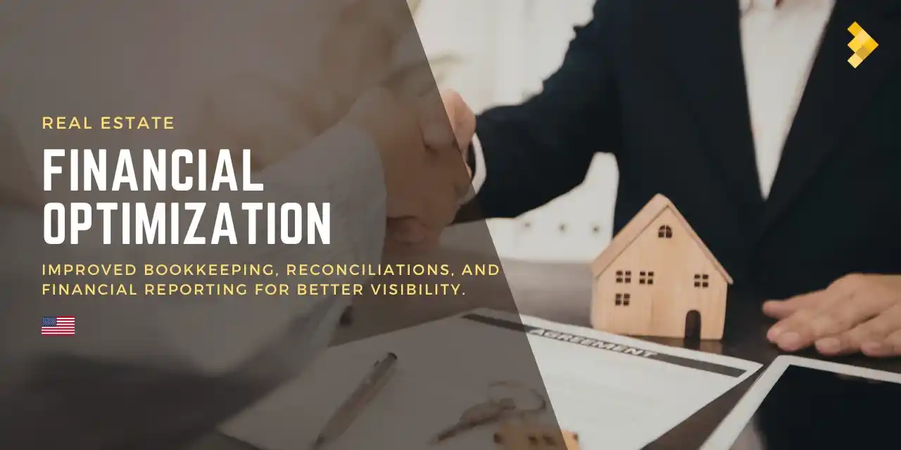 Real estate case study banner on improved bookkeeping, reconciliations and financial reporting
